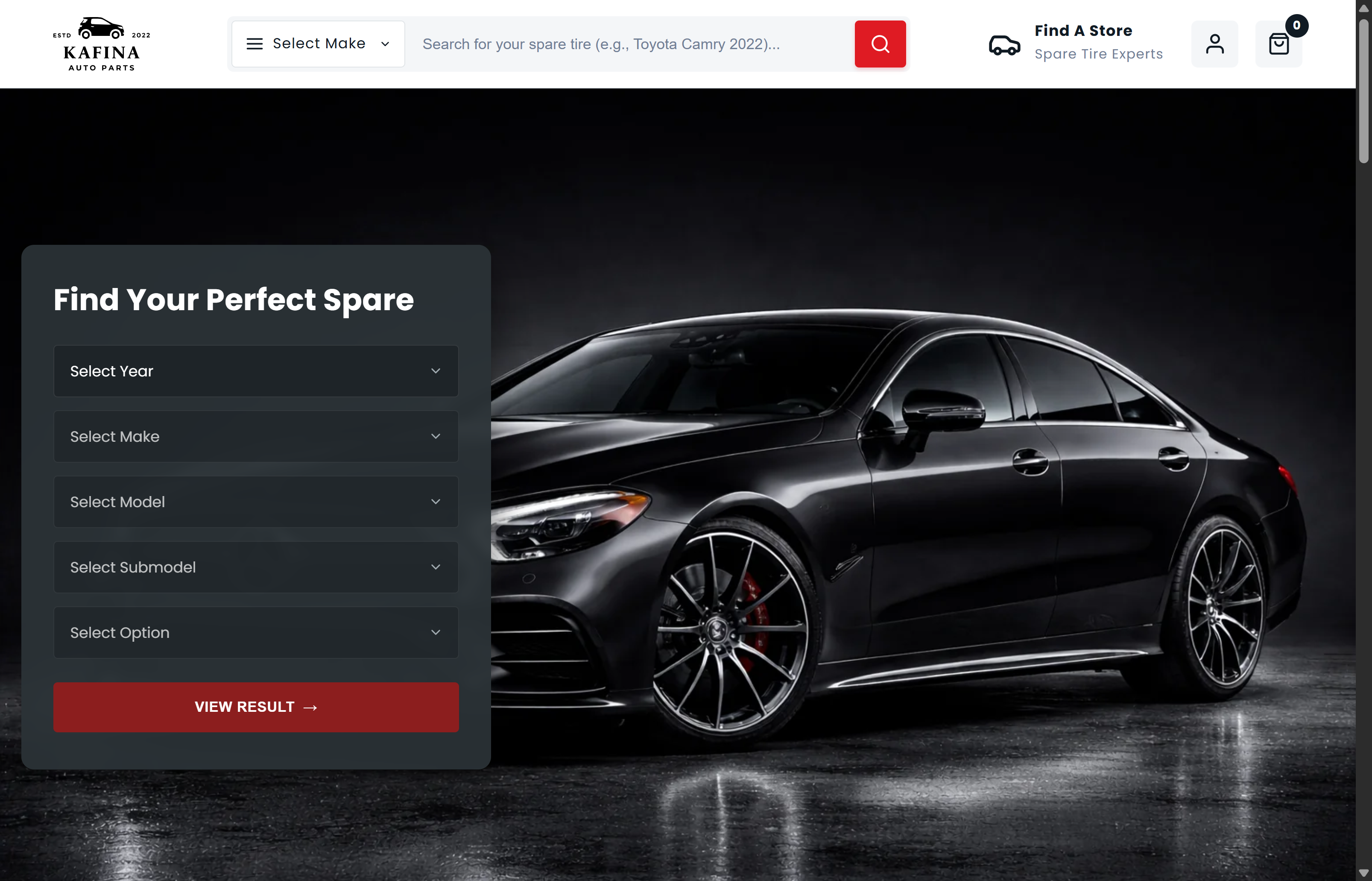 Vehicle-fitment spare catalog screenshot