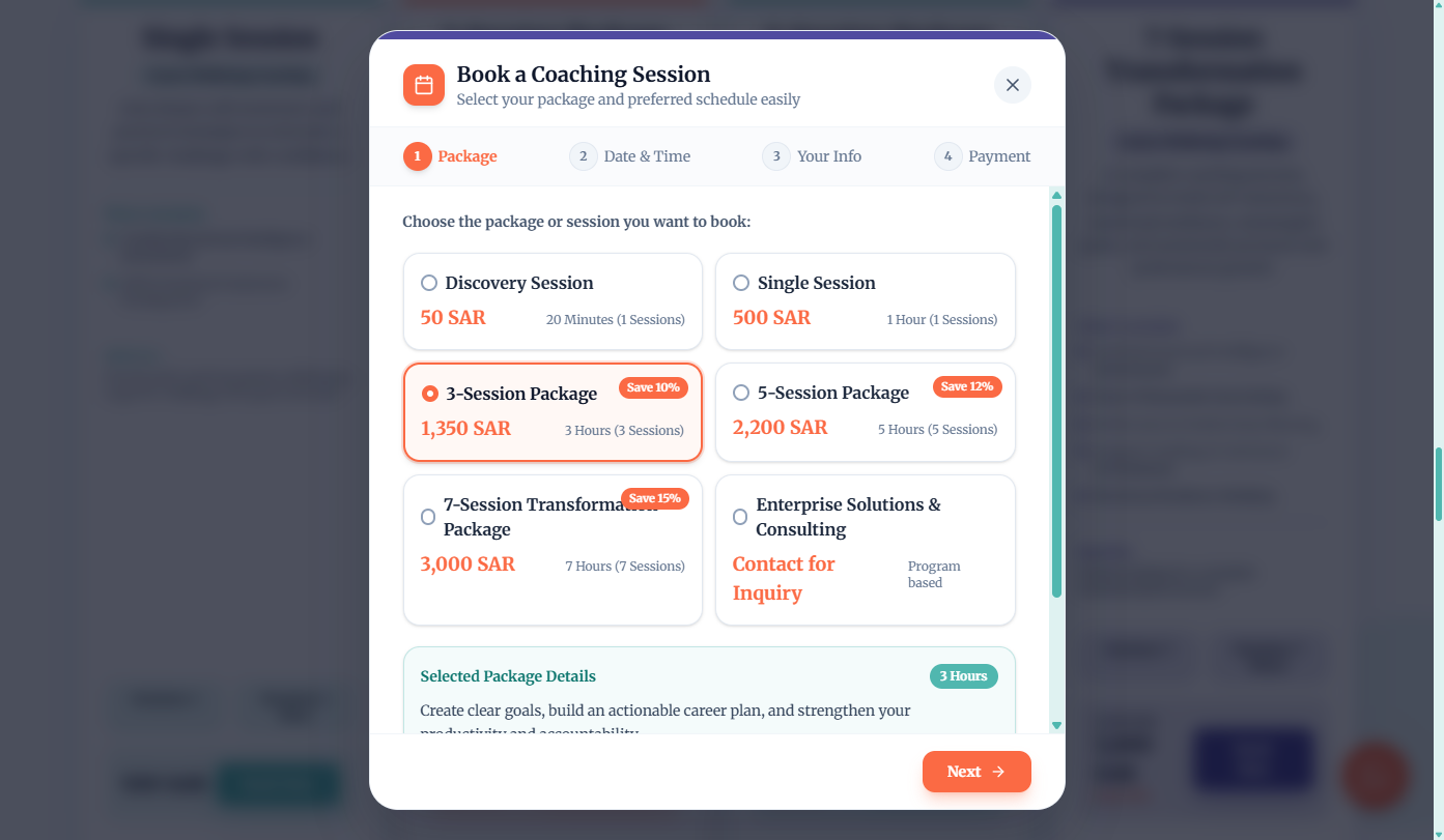 Coaching practice site - Service option1