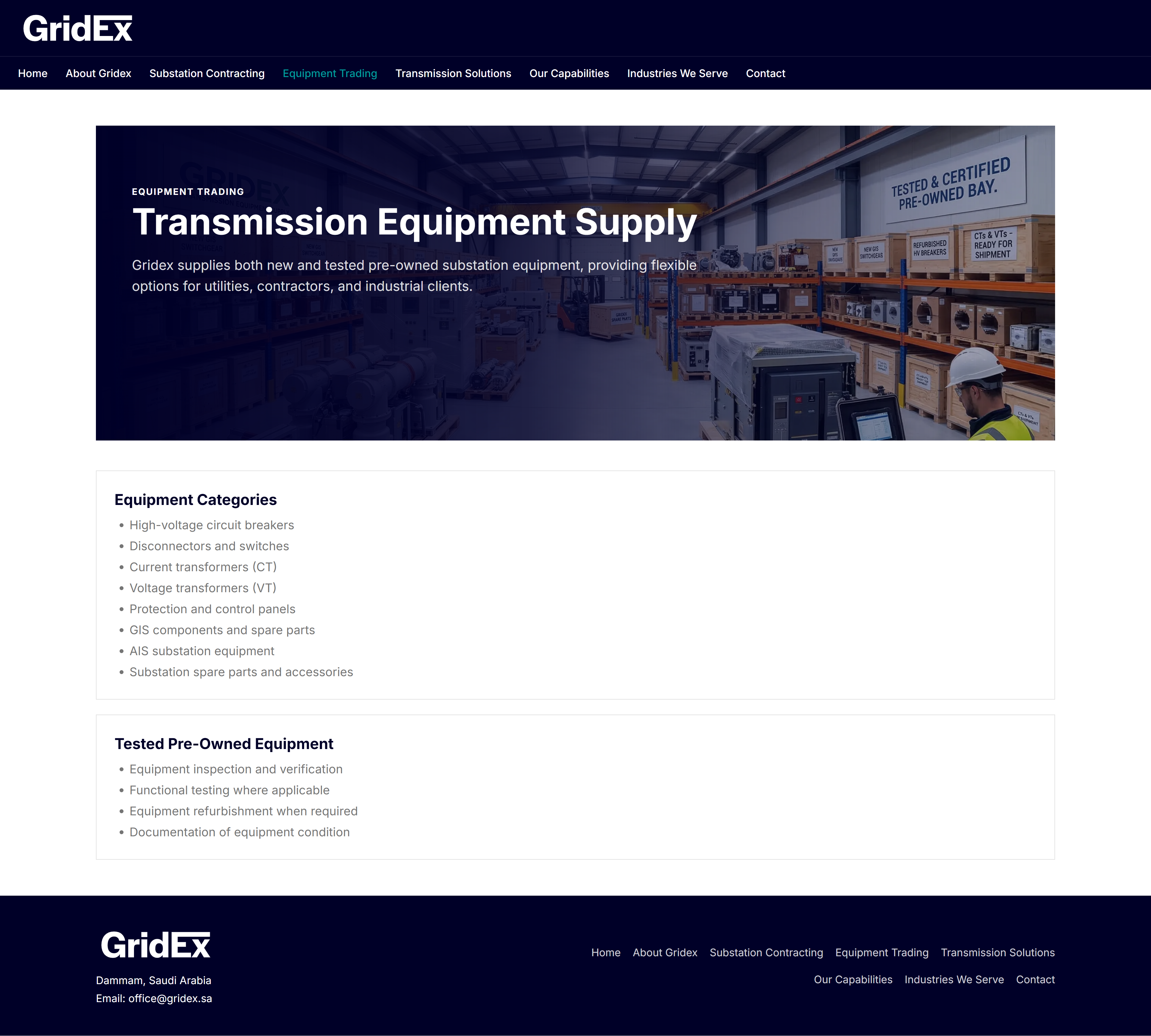 Transmission contractor site - equipment-trading