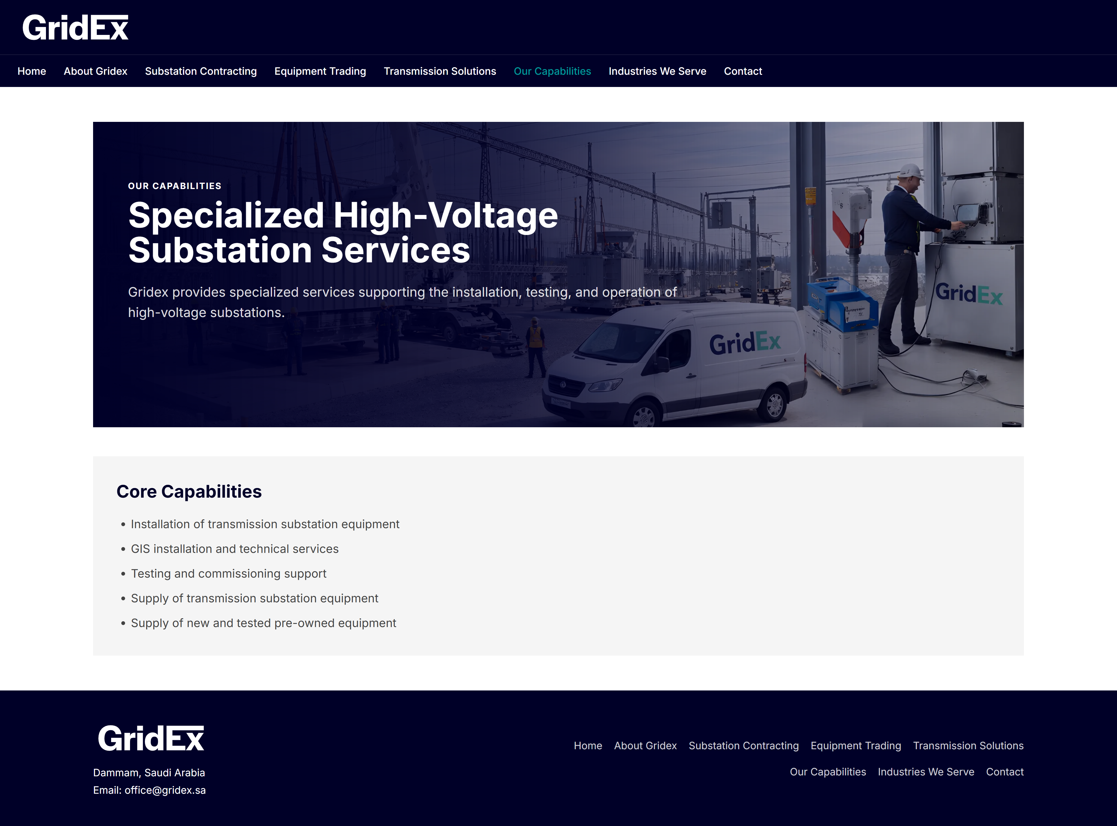 Transmission contractor site screenshot
