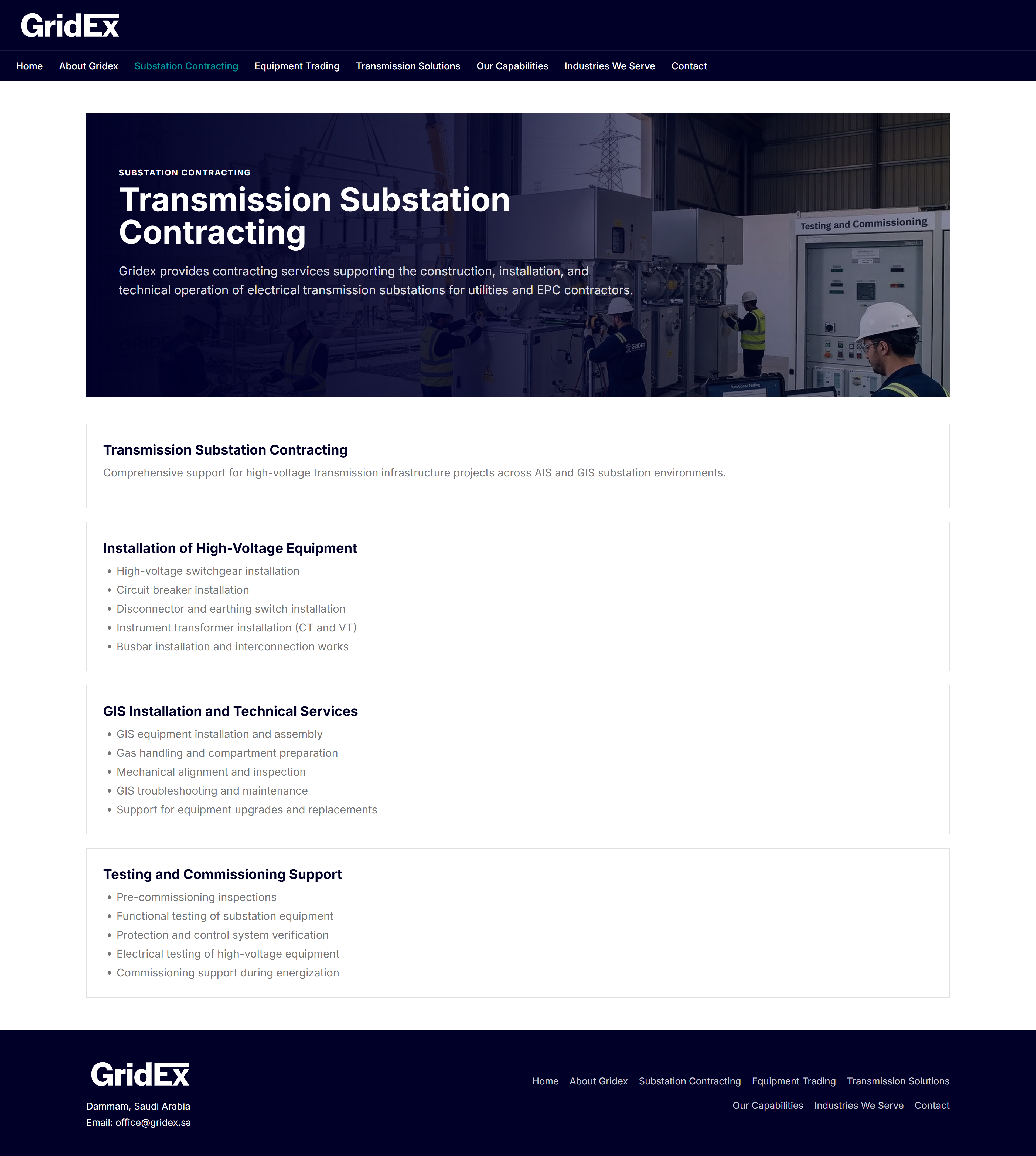 Transmission contractor site - substation-contracting
